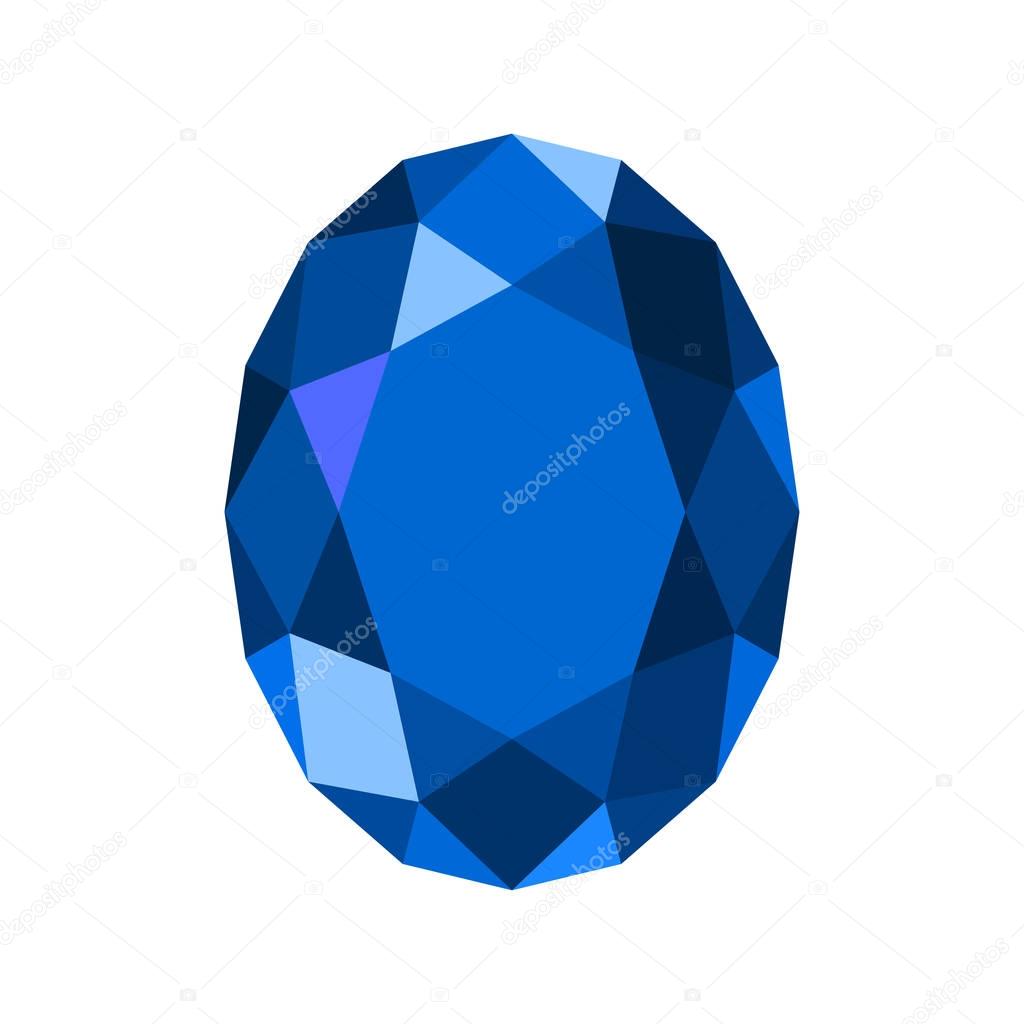 Gemstone oval shaped with flat design style