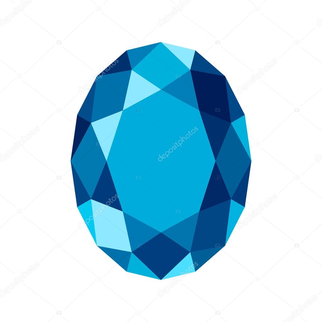 Gemstone oval shaped with flat design style