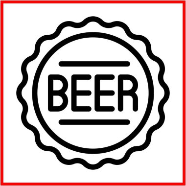 Simge tasarlamak için bira şişe kapağı, düz çizgi / anahat kontur simgesini stili.