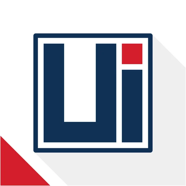 Иконка логотипа инициалы квадратной формы с комбинацией букв U и I — стоковый вектор