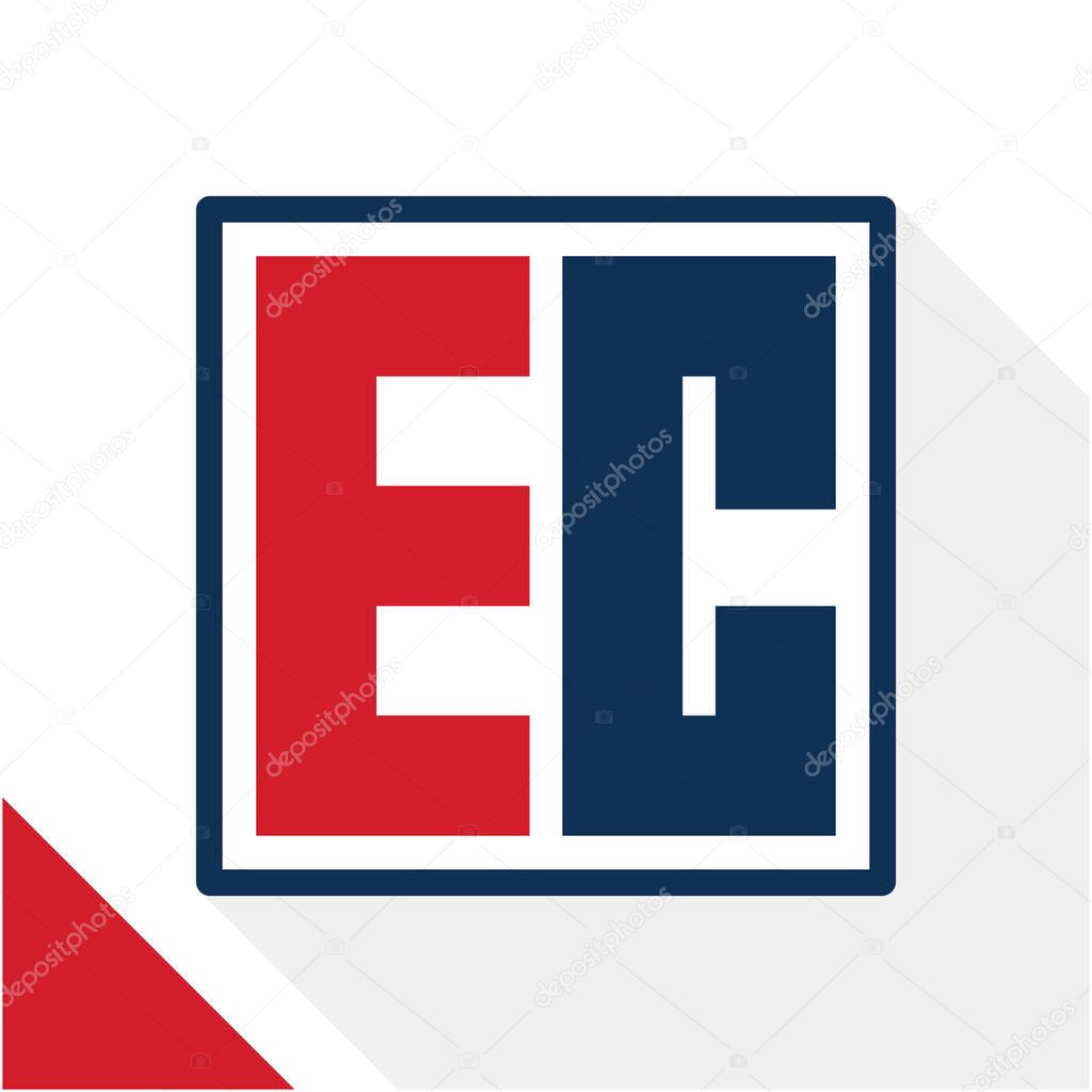 Icon logo initials square shape with a combination of the letters E and C