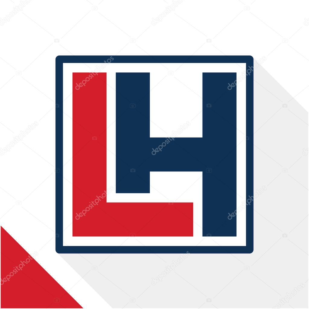 Icon logo initials square shape with a combination of the letters L and H