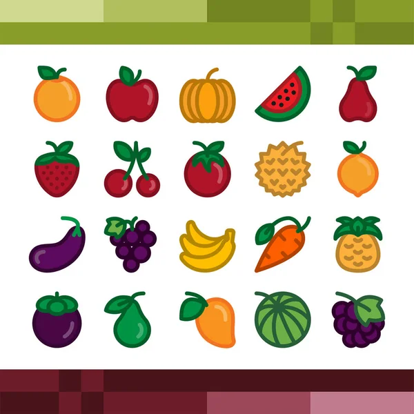 Obst Icons Set, Vektorillustration. — Stockvektor