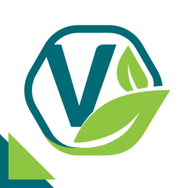 soyut logo simge yaprak kavramı, çevre, sağlıklı, yeşil teknoloji ile harf V birleşimi
