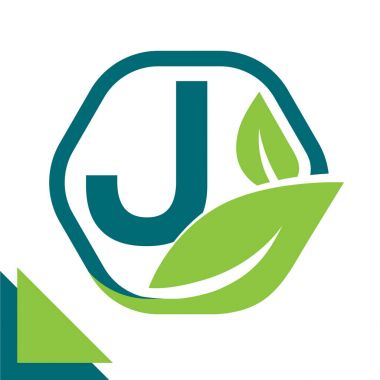 soyut logo simge yaprak kavramı, çevre, J harfi kombinasyonu ile sağlıklı, yeşil teknoloji