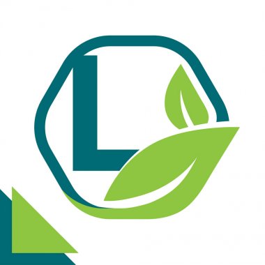 soyut logo simge yaprak kavramı, çevre, harf L kombinasyonu ile sağlıklı, yeşil teknoloji