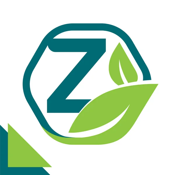 Abstrait logo icône feuille concept, environnement, sain, technologie verte avec combinaison de la lettre Z — Image vectorielle