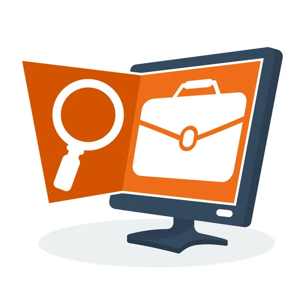 Logotipo do ícone / ilustração para pesquisa de emprego on-line — Vetor de Stock