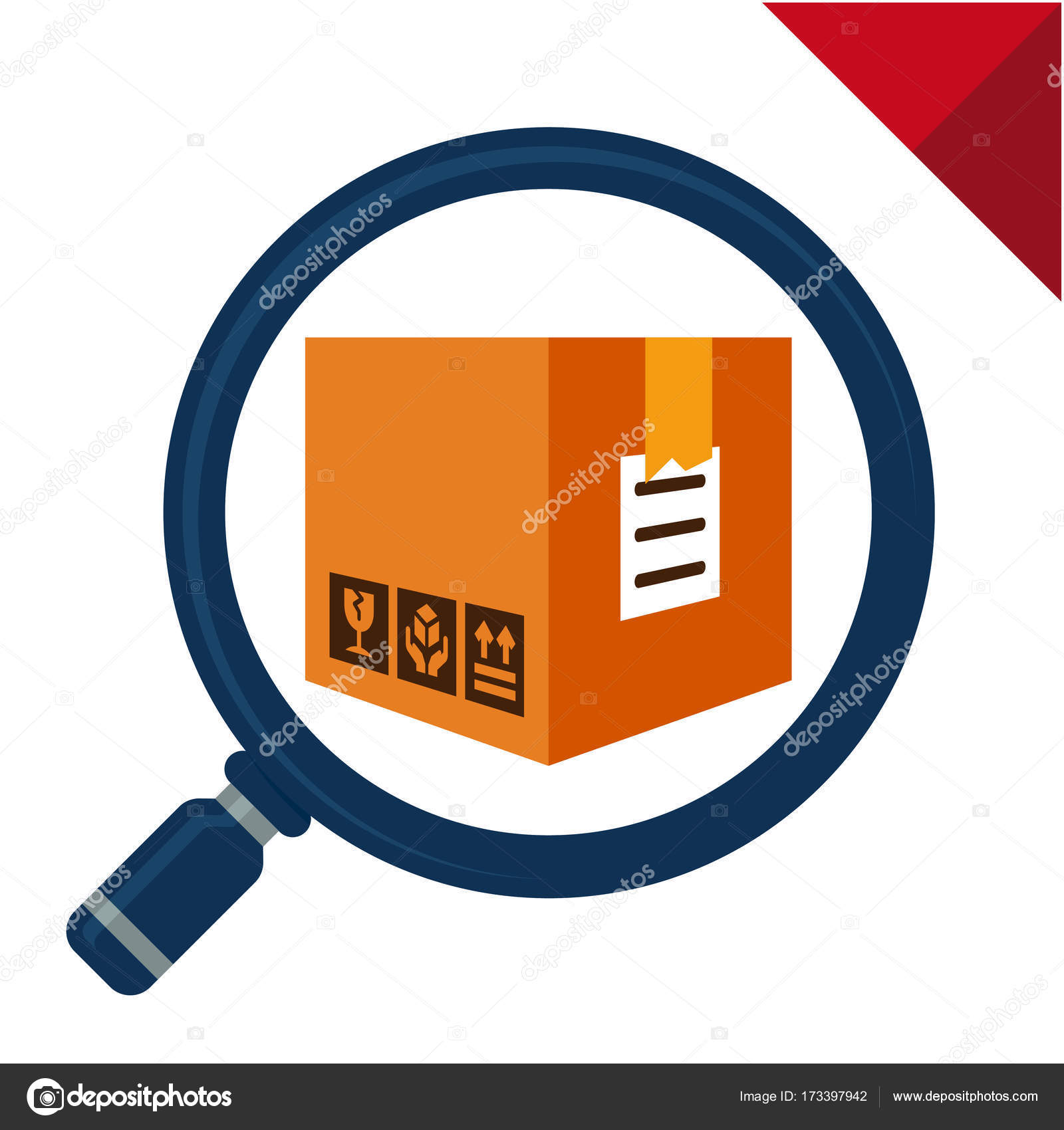 検索のコンセプト パッケージ追跡 物流 商品ストレージ ビジネスのための抽象的なロゴのアイコン 虫眼鏡とダン ボール パッケージで示されて ストックベクター C Adresiastock
