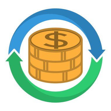 logo simge / illüstrasyon için geri ödeme, ödeme hareketinin, para akışı, nakit akışı ve pasif gelir