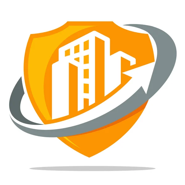 Symbol / Logo für Gebäudeversicherungen und kann als symbolträchtiger Schutz des Gebäudesicherheitssystems dienen — Stockvektor