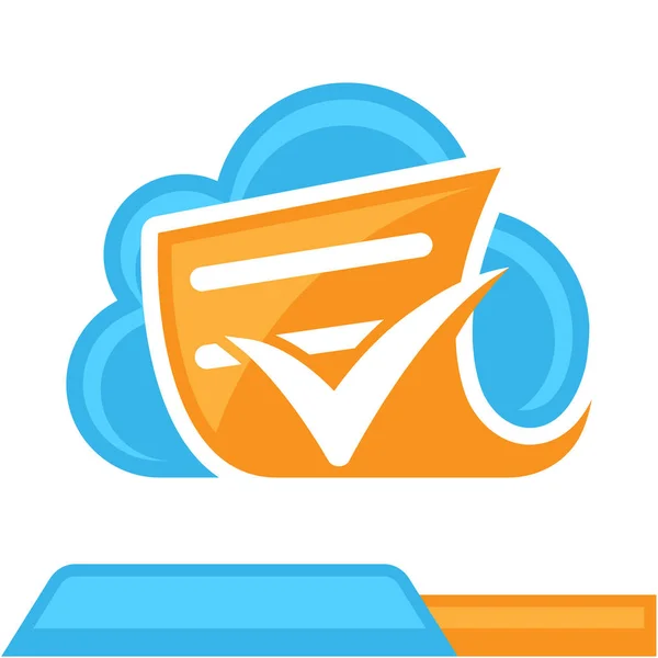 Logotipo del icono con el concepto de computación en nube para el servicio de revisión en línea, encuesta en línea — Vector de stock