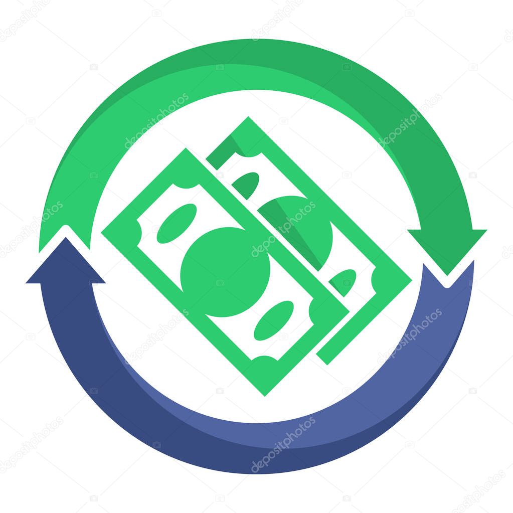 logo icon / illustration for refund, payment transaction, money flow, cash flow & passive income