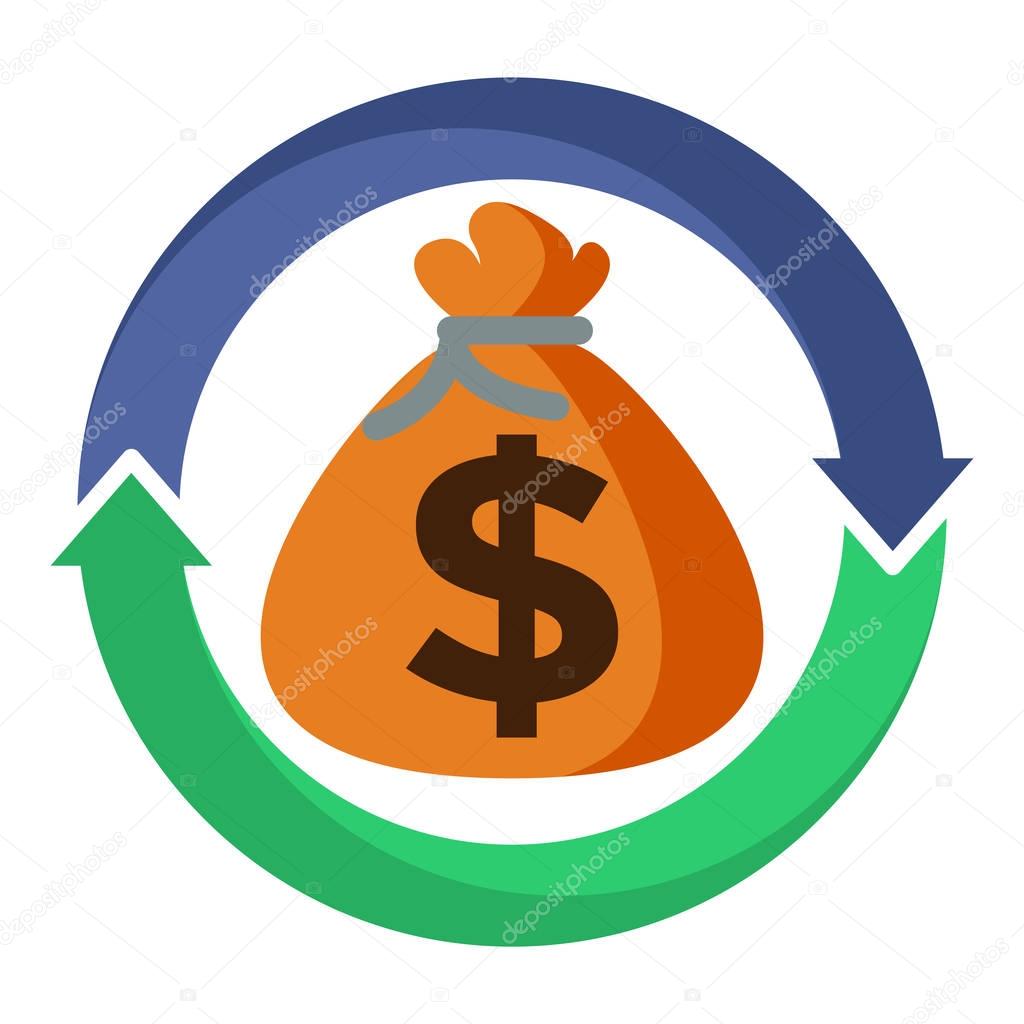 Logo icon / illustration for refund, payment transaction, money flow, cash flow & passive income