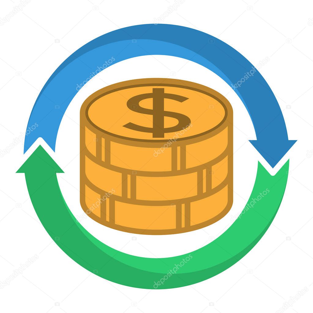 Logo icon / illustration for refund, payment transaction, money flow, cash flow & passive income