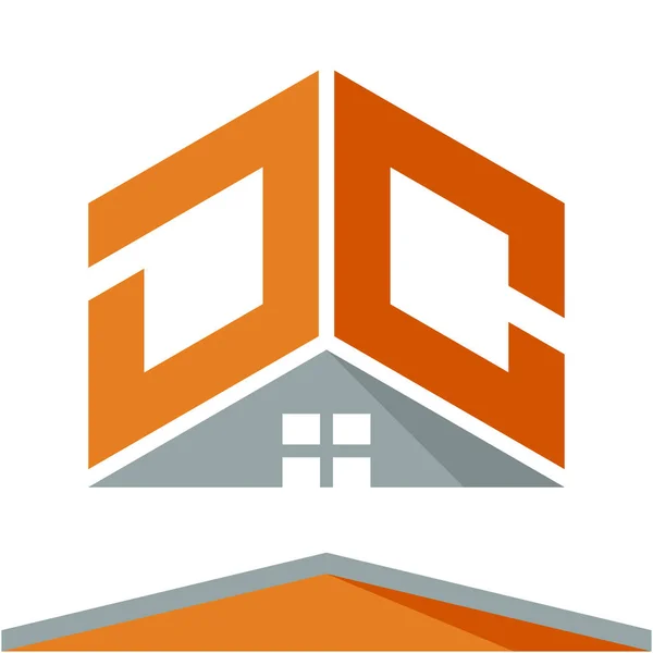 Icona logo per l'edilizia con il concetto di tetti e combinazioni di lettere D & C — Vettoriale Stock