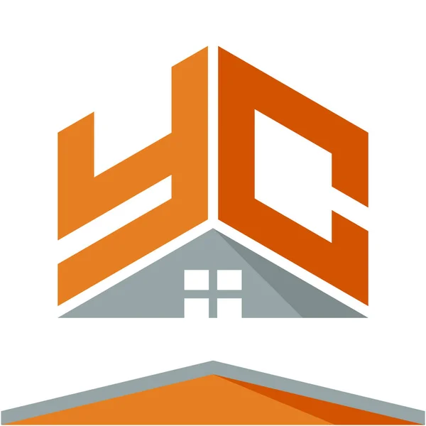Icona logo per l'edilizia con il concetto di tetti e combinazioni di lettere Y & C — Vettoriale Stock