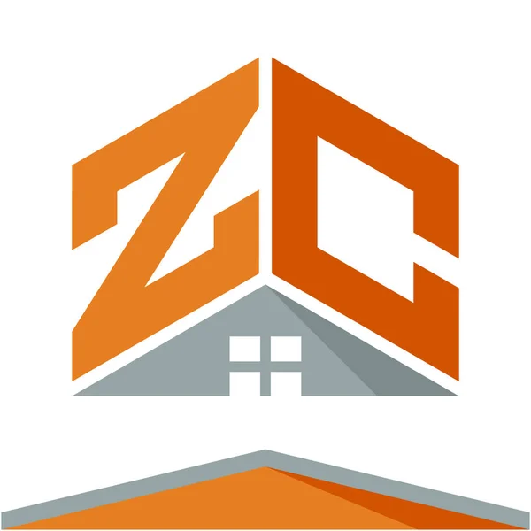 Icône logo pour les entreprises de construction avec le concept de toits et combinaisons de lettres Z & C — Image vectorielle