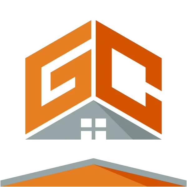Pictogram logo voor bouwonderneming met het concept van daken en combinaties van letters G & C — Stockvector