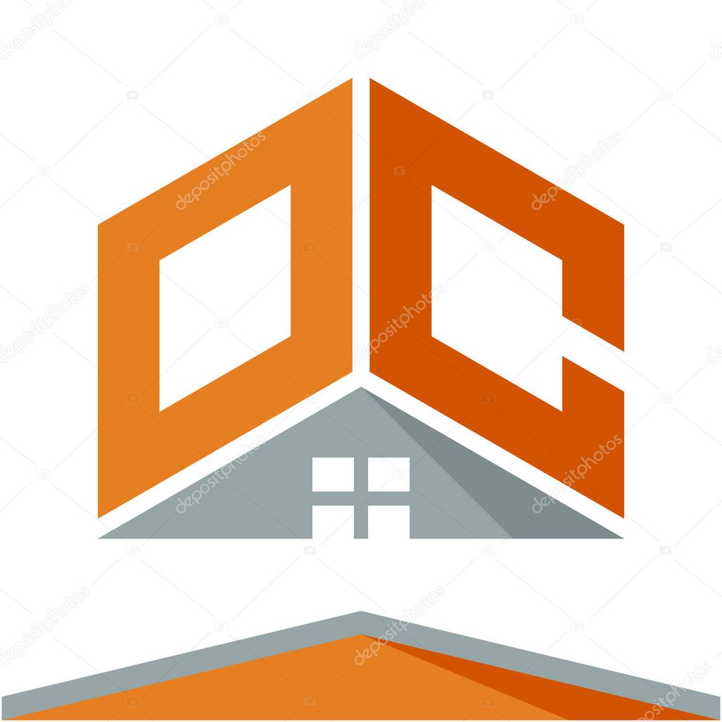 Icon logo for construction business with the concept of roofs and combinations of letters O & C