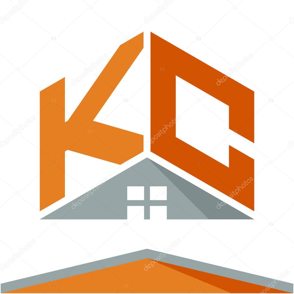 Icon logo for construction business with the concept of roofs and combinations of letters K & C