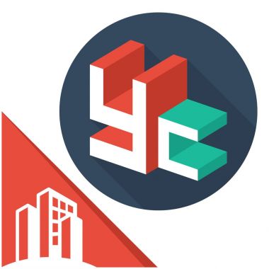 simge logo izometrik perspektif stili, harflerle harfler Y ve C ile baş harfleri.