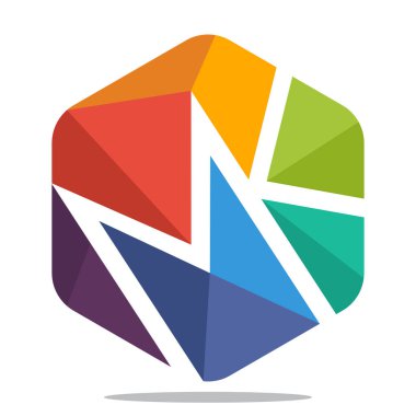 logo simge altıgen şekil baş harfleri kombinasyonu ile mozaik stiliyle mektup M ve K