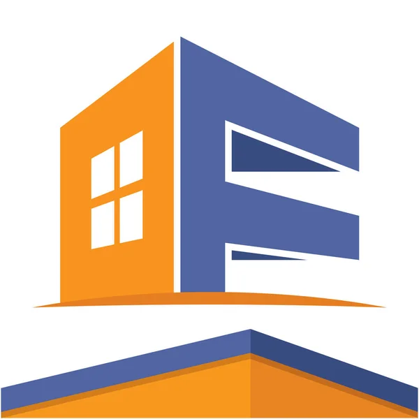 Ikonen logotyp för byggbranschen med initialerna av bokstaven F, designa & färg i platt designstil. — Stock vektor