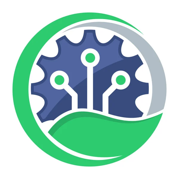 Icono del logotipo para el negocio de tecnología verde, respetuoso del medio ambiente — Vector de stock