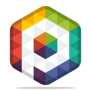 simge renkli altıgen logo P harfi adının baş harfleri kombinasyonu ile