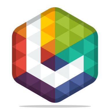 simge renkli altıgen logo L harfi adının baş harfleri kombinasyonu ile