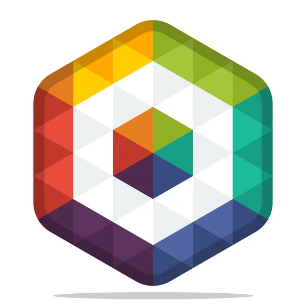 Icône logo hexagone coloré avec combinaison des initiales de la lettre O — Image vectorielle
