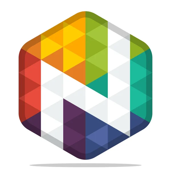 Icône logo hexagone coloré avec combinaison des initiales de la lettre N — Image vectorielle