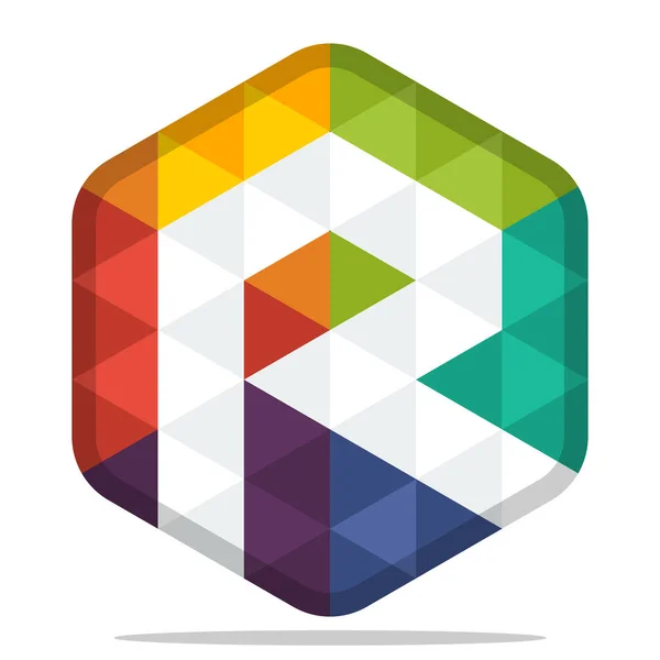 Icône logo hexagone coloré avec combinaison des initiales de la lettre R — Image vectorielle