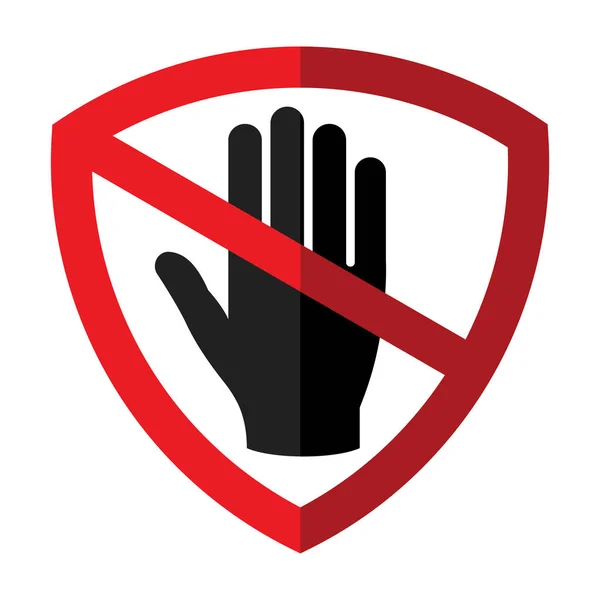 Icona simbolo protezione e divieto, divieto di non toccare / tenere, divieto di fermarsi — Vettoriale Stock