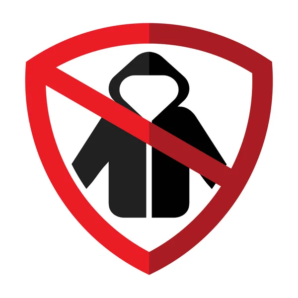 Защита и запрет символа иконки, запрет ношения пиджака внутри / вокруг зоны — стоковый вектор