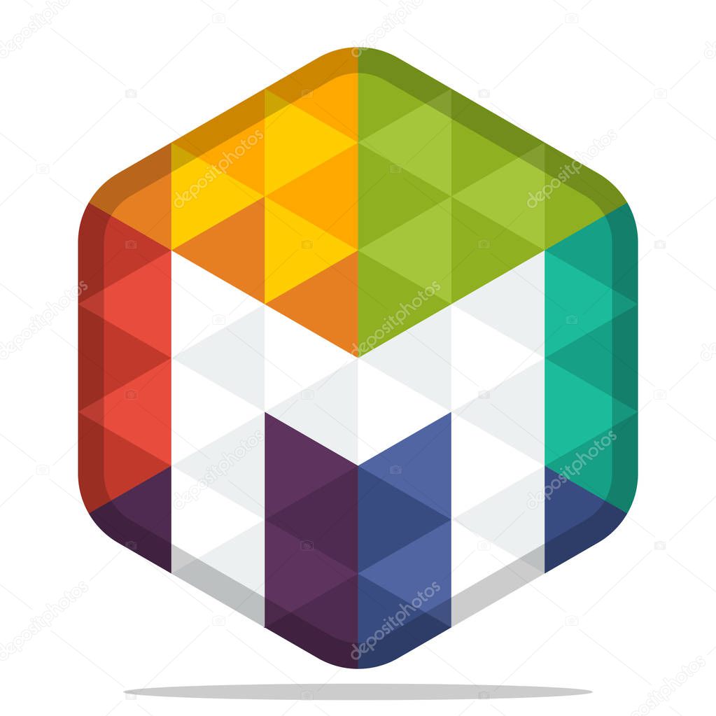 Icon colorful hexagon logo with combination of the initials of the letter M