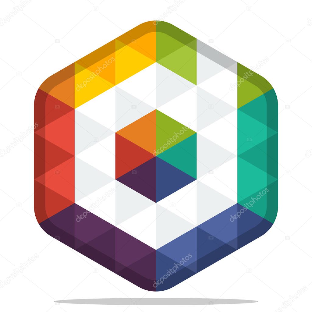 Icon colorful hexagon logo with combination of the initials of the letter D