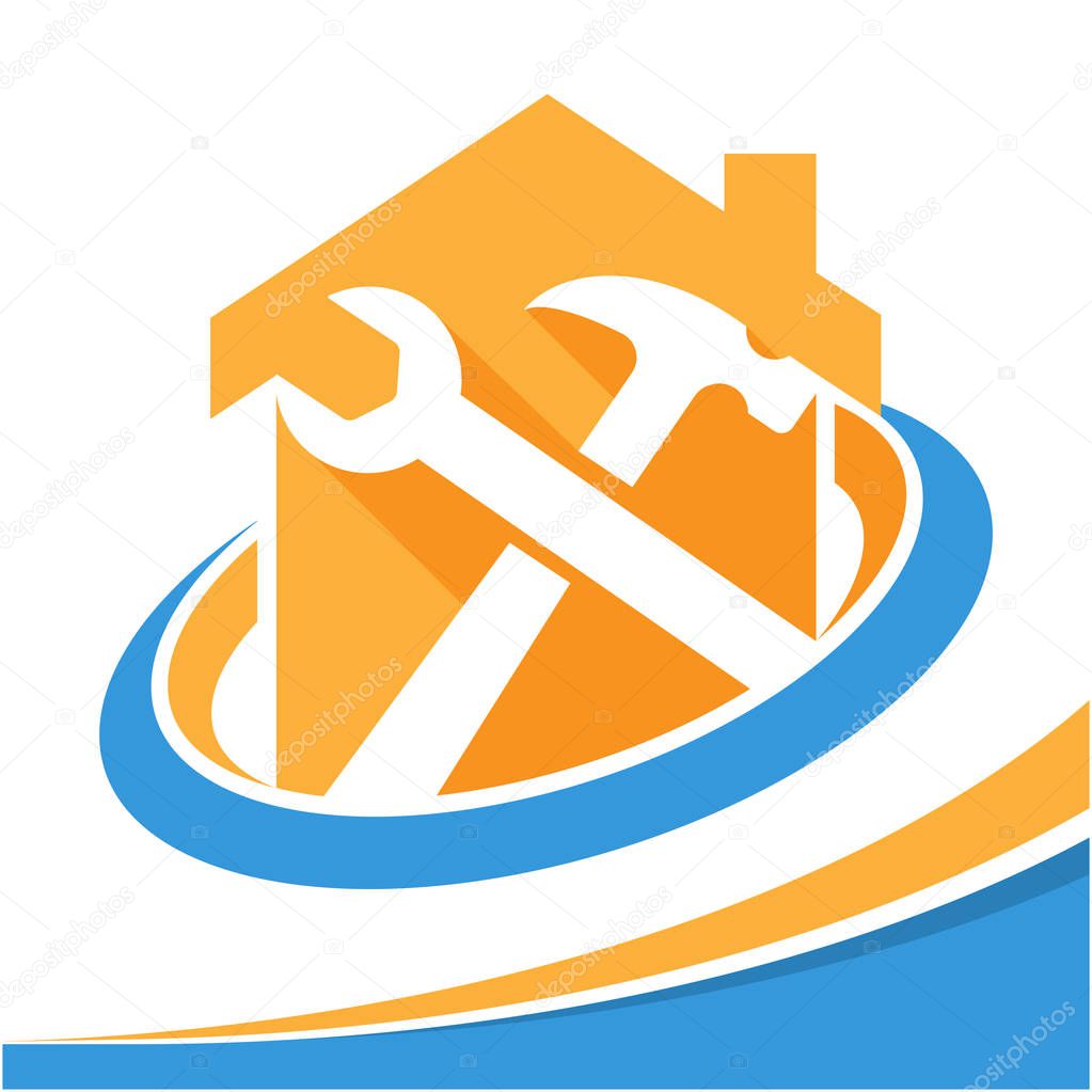 Icon logo for the business of repair, renovation, home care services
