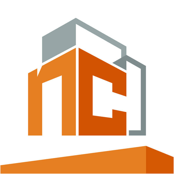 Icon logo initial for business development of construction services, with combination of letters N & C