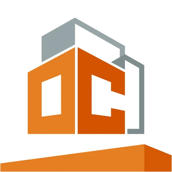 Icône Logo Initial Pour Développement Commercial Des Services Construction Avec — Image vectorielle