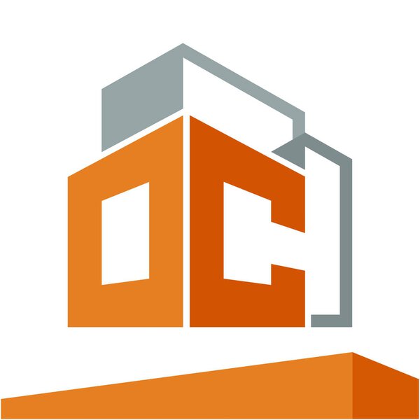 Icon logo initial for business development of construction services, with combination of letters O & C