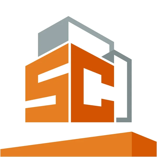 Simge logo ilk iş geliştirme harfler S ve C ile inşaat hizmetleri
