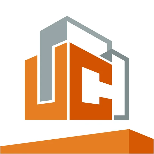 Icône Logo Initial Pour Développement Commercial Des Services Construction Avec — Image vectorielle