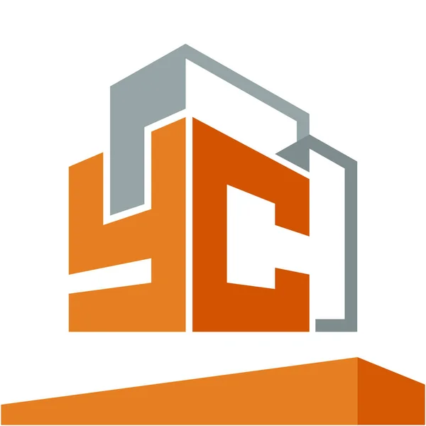 Icône Logo Initial Pour Développement Des Entreprises Services Construction Avec — Image vectorielle