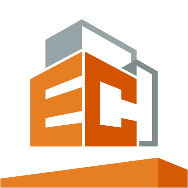 Simge logo ilk iş geliştirme harfler E ve C ile inşaat hizmetleri