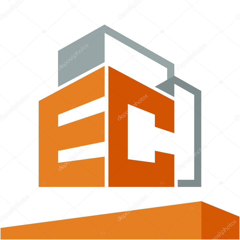 Icon logo initial for business development of construction services, with combination of letters E & C
