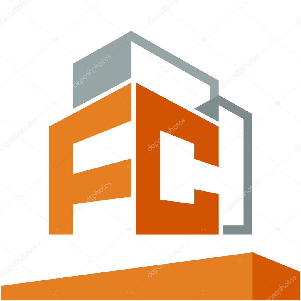 Icon logo initial for business development of construction services, with combination of letters F & C
