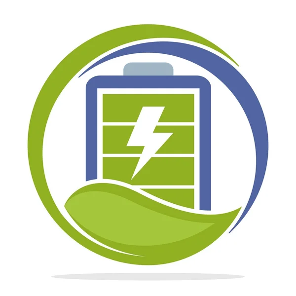 Icono Del Logotipo Con Concepto Batería Ecológica Para Negocio Tecnonología — Vector de stock