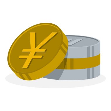 simge tasarlamak yığınıyla yen ve yuan para birimi simgelerini ayrıntılarını paralar için